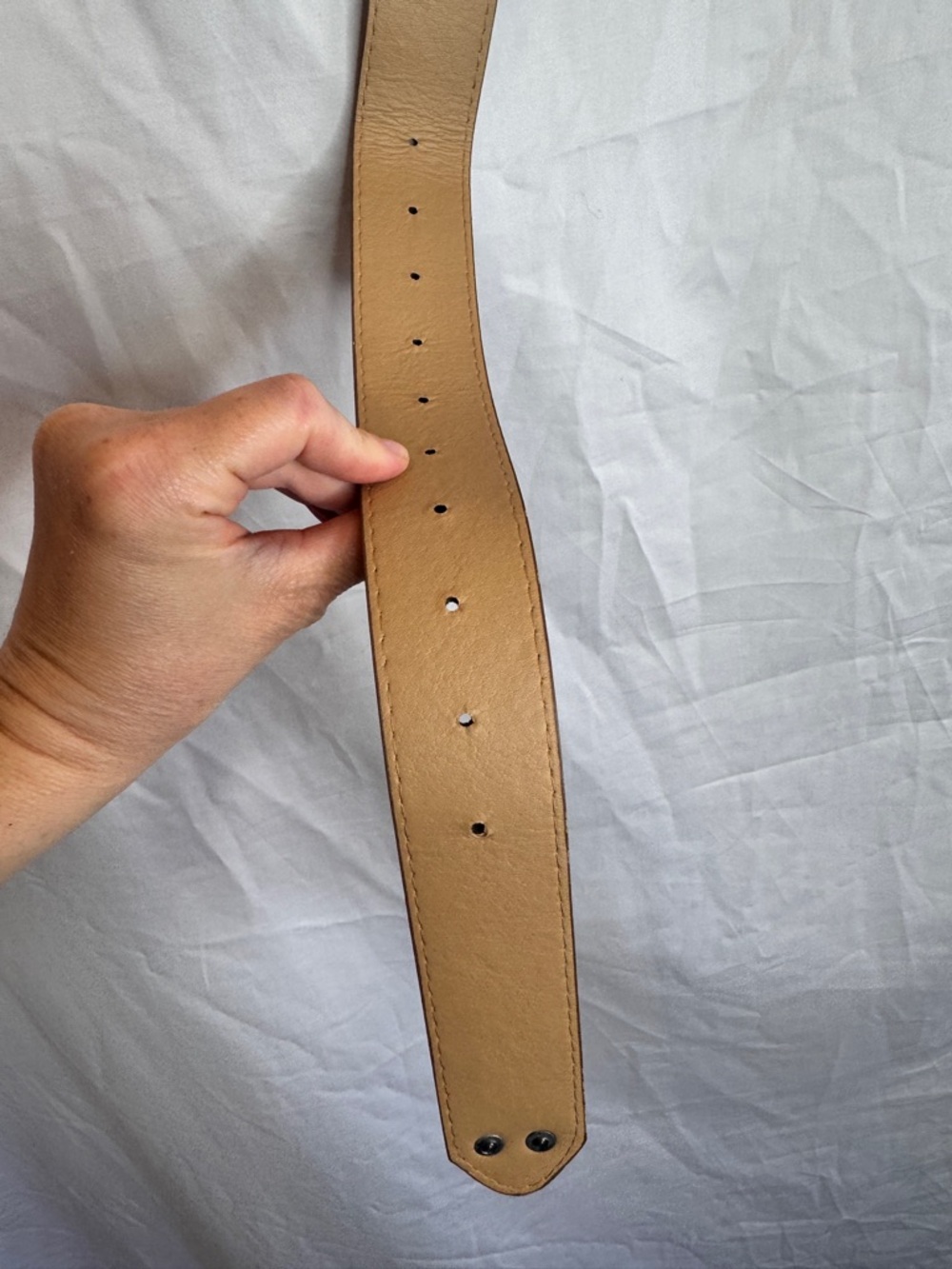 Prada Beige Canvas Strap with Silver Triangle Logo - Picture 6 of 8